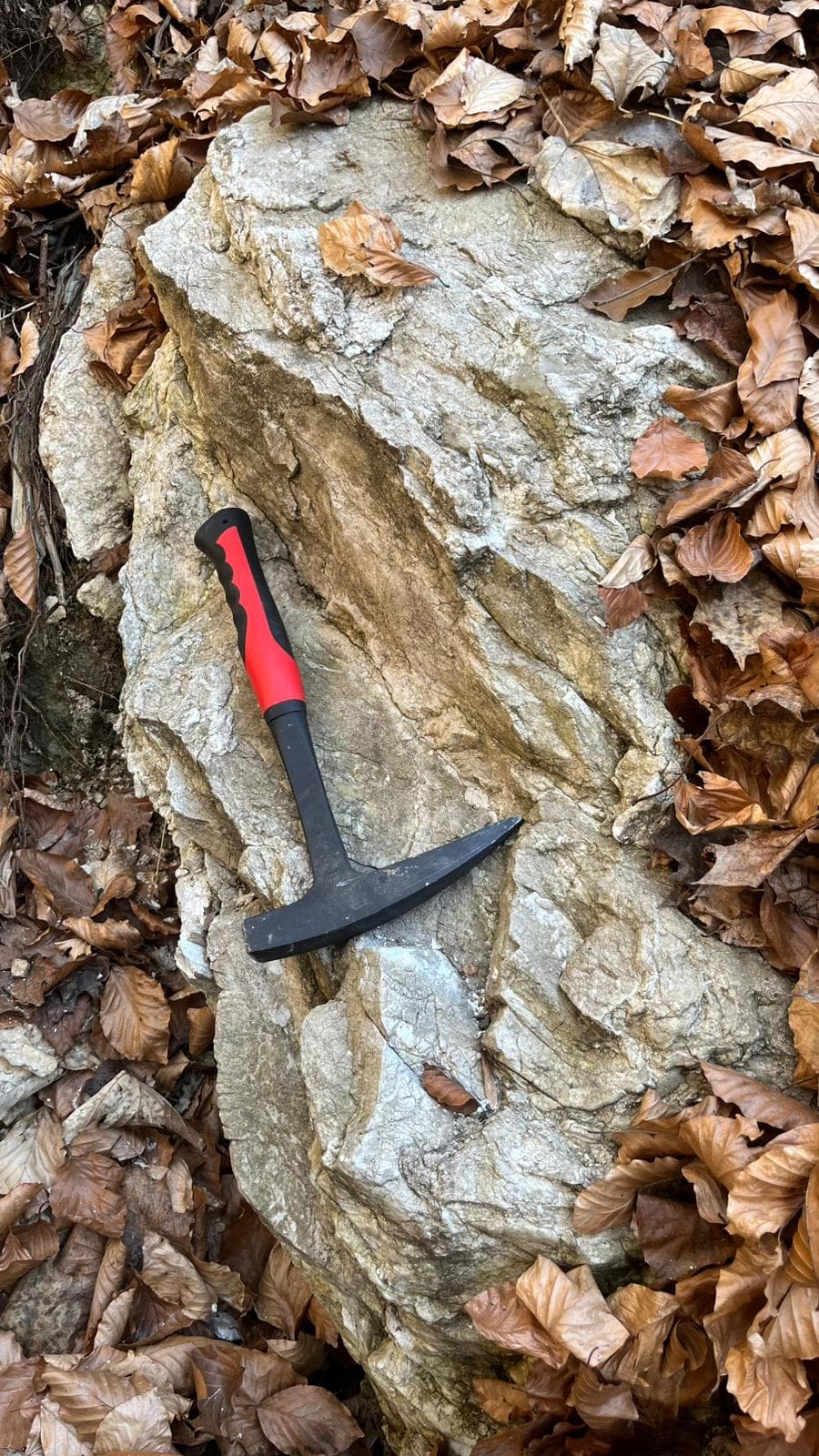 Quartz-vein sampling with a rock hammer